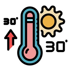Poster - Global warming temperature icon. Outline global warming temperature vector icon color flat isolated