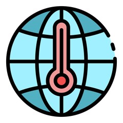 Poster - Global temperature up icon. Outline global temperature up vector icon color flat isolated
