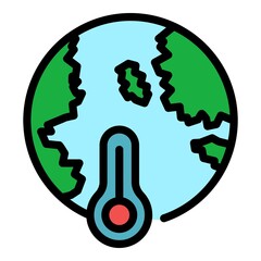 Poster - High temperature planet icon. Outline high temperature planet vector icon color flat isolated