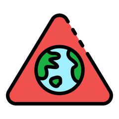 Poster - Global triangle sign icon. Outline global triangle sign vector icon color flat isolated