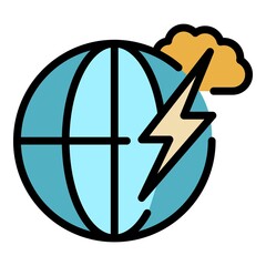 Poster - flash global warming icon. outline flash global warming vector icon color flat isolated