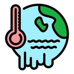 Poster - Earth warming icon. Outline Earth warming vector icon color flat isolated
