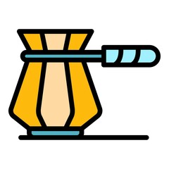 Poster - Turkish coffee cezve icon. Outline turkish coffee cezve vector icon color flat isolated