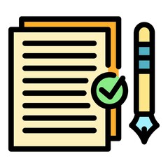 Poster - Writing icon. Outline writing vector icon color flat isolated