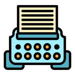 Poster - Typewriter icon. Outline typewriter vector icon color flat isolated
