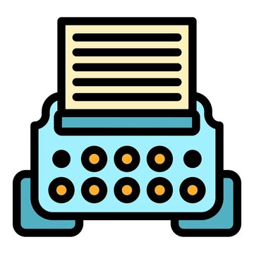 Typewriter icon. Outline typewriter vector icon color flat isolated