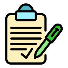 Poster - To do list icon. Outline to do list vector icon color flat isolated