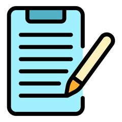 Poster - Writing school pen icon. Outline writing school pen vector icon color flat isolated