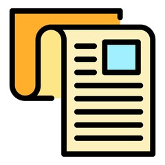 Poster - Sheet writing icon. Outline sheet writing vector icon color flat isolated