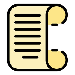 Poster - Old writing paper icon. Outline old writing paper vector icon color flat isolated