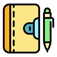 Poster - Personal notebook writing icon. Outline personal notebook writing vector icon color flat isolated