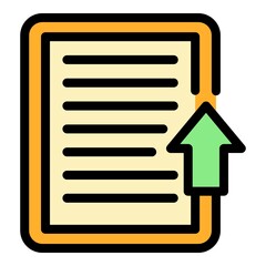 Poster - Upload tablet text icon. Outline upload tablet text vector icon color flat isolated