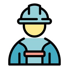Poster - Student job constructor icon. Outline student job constructor vector icon color flat isolated