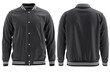 Blank (Black and White piping  ) varsity bomber jacket isolated on white background. parachute jacket. front and back view. ready for your mock-up design 