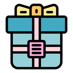 Poster - Surprise with ribbon icon. Outline surprise with ribbon vector icon color flat isolated