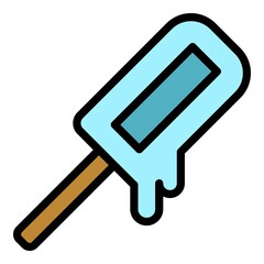Poster - Melt ice cream icon. Outline melt ice cream vector icon color flat isolated