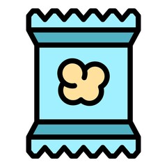 Poster - Popcorn food icon. Outline popcorn food vector icon color flat isolated
