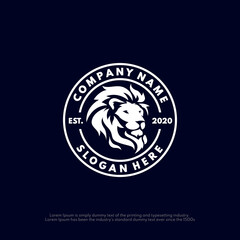 Stamp emblem retro lion logo design concept