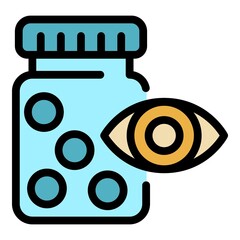 Poster - Eye pills icon. Outline eye pills vector icon color flat isolated