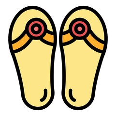 Sticker - Top view sandals icon. Outline top view sandals vector icon color flat isolated