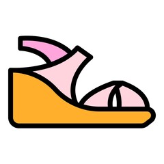 Canvas Print - Leather sandals icon. Outline leather sandals vector icon color flat isolated