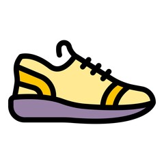 Sticker - Sneaker footwear icon. Outline sneaker footwear vector icon color flat isolated