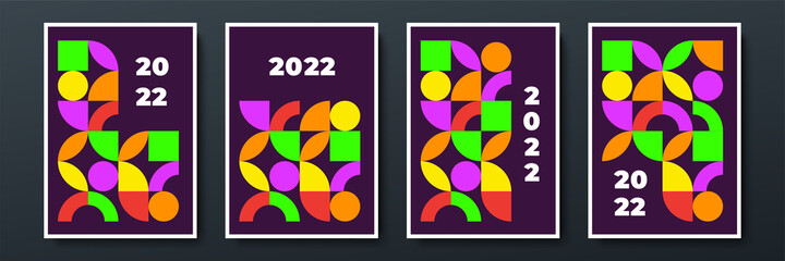 Poster - 2022 template design with copy space. Strong typography. Colorful and easy to remember. Design for branding, presentation, portfolio, business, education, banner. Vector, illustration