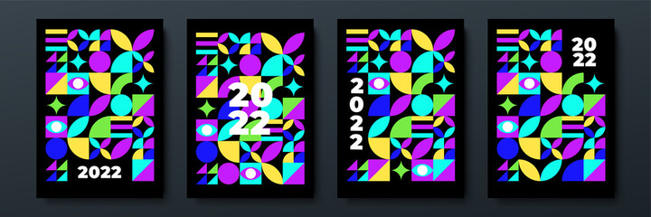 Poster - 2022 template design with copy space. Strong typography. Colorful and easy to remember. Design for branding, presentation, portfolio, business, education, banner. Vector, illustration