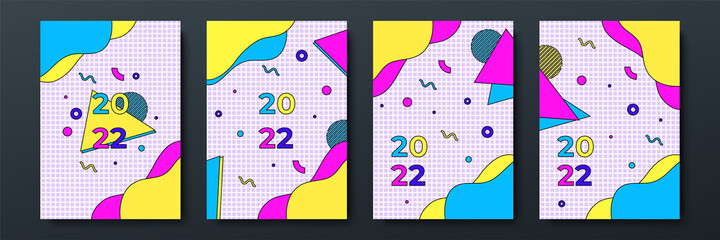 Poster - 2022 template design with copy space. Strong typography. Colorful and easy to remember. Design for branding, presentation, portfolio, business, education, banner. Vector, illustration