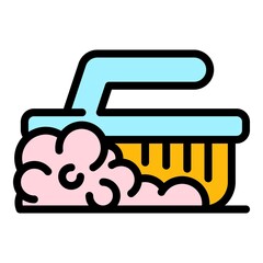 Poster - Washing brush icon. Outline washing brush vector icon color flat isolated