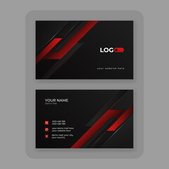 Futuristic red and black geometric business card design, Professional abstract creative business card template