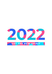 Poster - Fantastic New Year 2022 blue pink Hand draw Cover A4 Design Background
