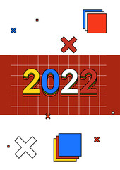 Poster - Happy New Year 2022. Vector illustration for greeting card, party invitation card, website banner, social media banner, background, cover design template, marketing material.