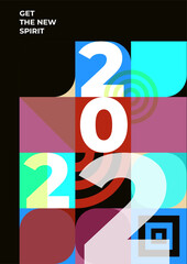 Poster - Happy New Year 2022. Vector illustration for greeting card, party invitation card, website banner, social media banner, background, cover design template, marketing material.