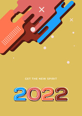 Poster - Happy New Year 2022. Vector illustration for greeting card, party invitation card, website banner, social media banner, background, cover design template, marketing material.