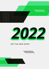 Poster - Happy New Year 2022. Vector illustration for greeting card, party invitation card, website banner, social media banner, background, cover design template, marketing material.