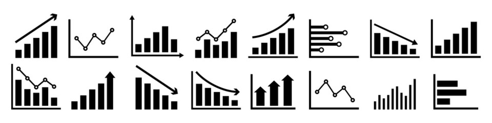 Business graph icon set simple design