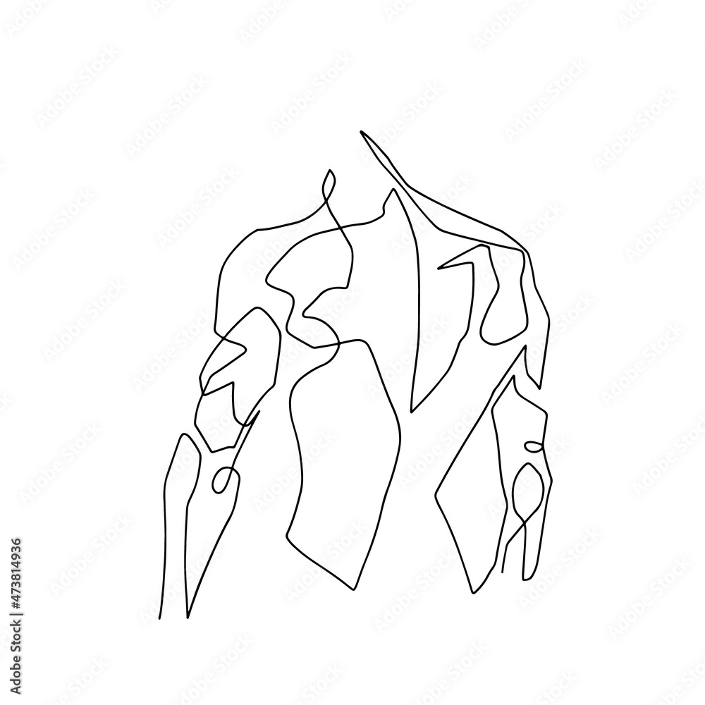 Continuous line male figure naked strong muscular healthy vector ...