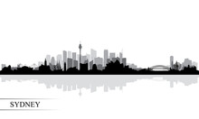 Sydney City Skyline Silhouette Background