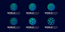 Set Of Abstract Planet Data Logo Design Vector Template.