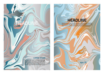 Wall Mural - Set of two vector flyer, corporate business, annual report, brochure design and cover presentation with marble color paint texture mix