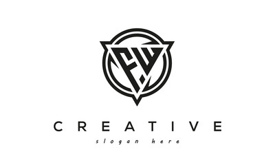 FW creative letter logo with triangle shape and circle