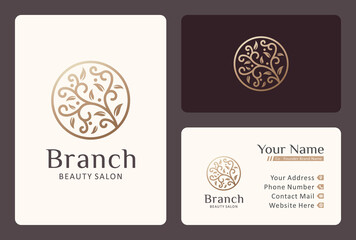 Wall Mural - premium branch logo design with business card template.