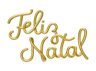 Wall Mural - 3d render gold name for marketing composition in brazil. the name feliz natal means merry christmas.
