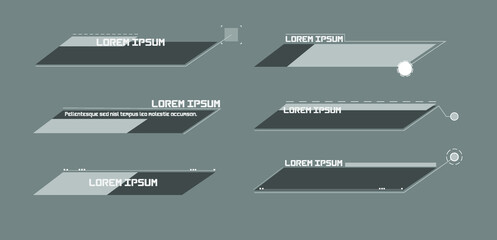 Poster - Digital callouts titles. HUD UI GUI futuristic user interface screen elements set. High tech screen for video game. Sci-fi concept design.