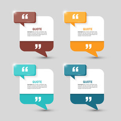 Poster - Modern quote frames template, minimal white speech bubbles with quotation marks.