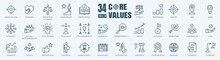 Simple Set Of Core Values, Goals And Target Related Vector Line Icons. Contains Thin Icons As Achievement, Aim, Motivation And More. Editable Stroke. 48x48 Pixel Perfect