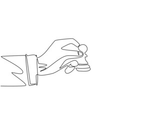 Poster - Single continuous line drawing business concept illustration of businessman hand holding chess pawn piece, strategy, strategic move concept. Dynamic one line draw graphic design vector illustration