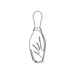 Poster - Continuous one line drawing bowling pin icon. Bowling game. Simple icon skittles. Logo template. Bowling club, tournaments. Sport icon. Activity and fun game. Single line draw design vector graphic