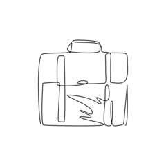 Poster - Single continuous line drawing briefcase icon logo. Bag, portfolio symbol. Flat suitcase sign isolated on white background. Simple for graphic and web design. Dynamic one line draw vector illustration